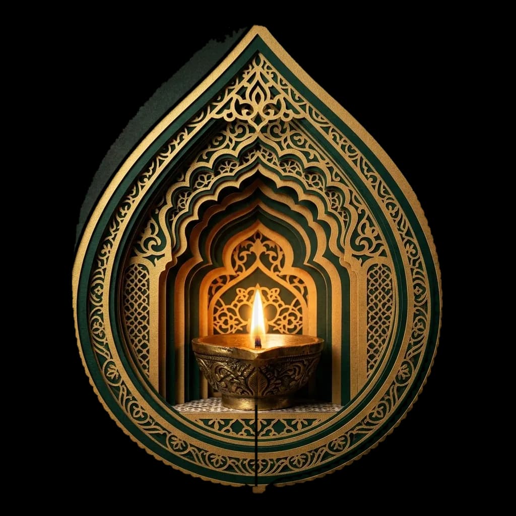 Sacred Diwali Diya in Carved Teardrop Sanctum